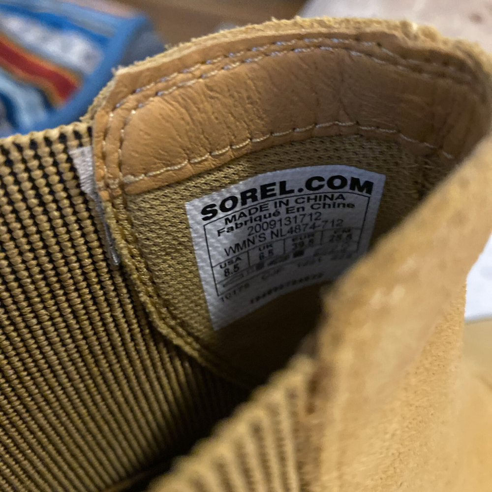 Sorel Addington Chelsea Boots Tan Suede Size 8.5 Chunky Heel Waterproof NEW - Picture 8 of 9